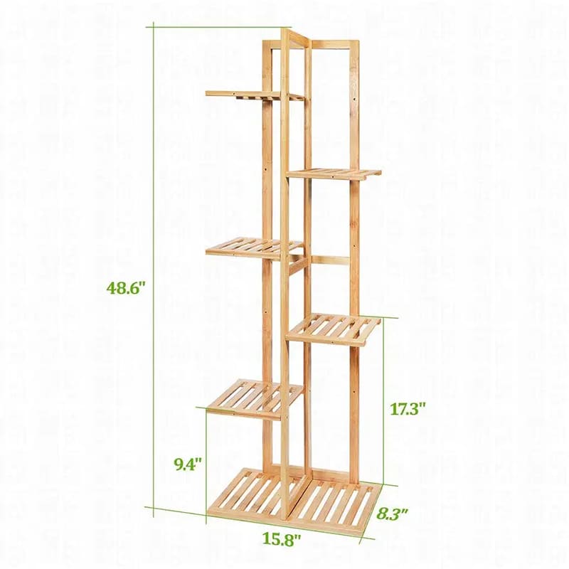 Custom Layer 6 -Stufe Multifunktionales Holz Bambusblumenregal im Freien im Freien im Freien Pflanzenständer