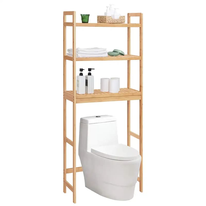 Anpassbarer 3-Tier-Bambus-Badezimmerschrank Organizer über dem Toilettenlagerregalregal