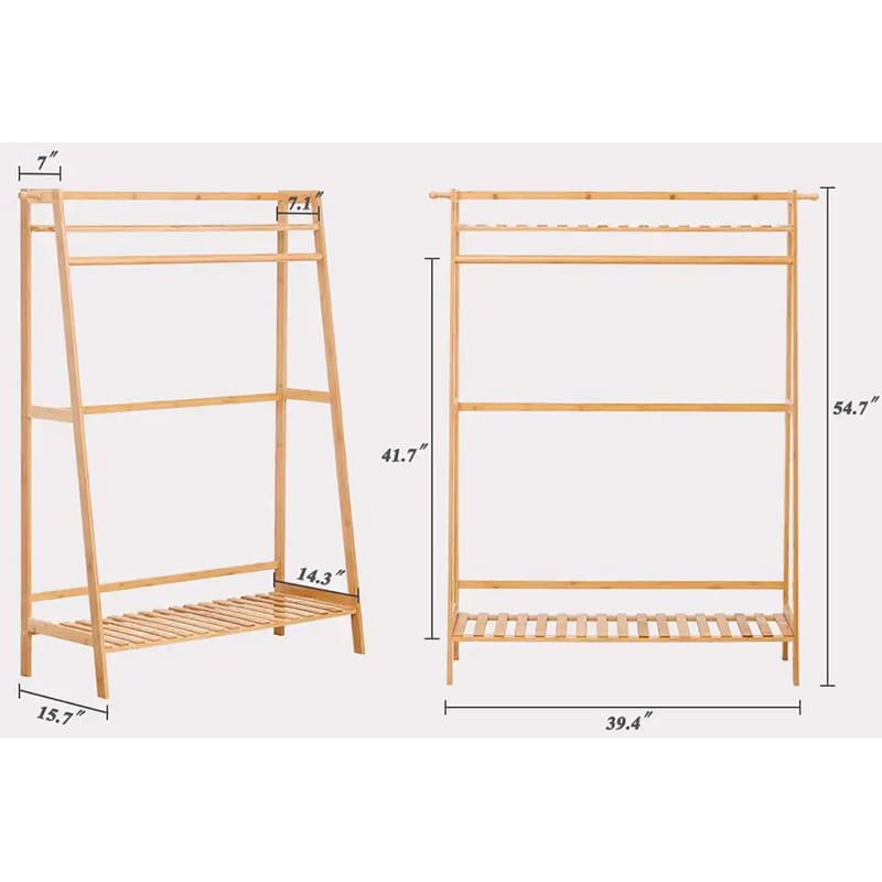 Heavy Duty Rack zum Aufhängen von Bambuskleidung Schichten Boden Bambusgarderobe