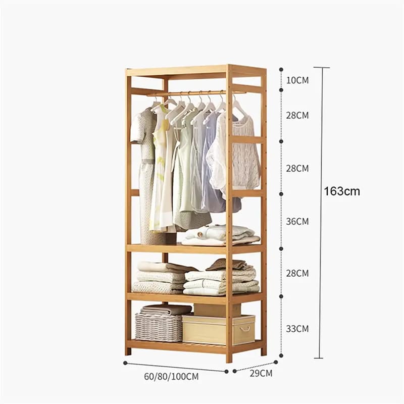 Drei -Schicht -Speicher Rack Solid Ejector Hanger Kleidungskleidung Display Bambus Rack